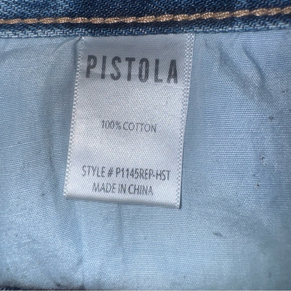 Pistola Distressed Denim Mini Skirt / Blue Jean Skirt Size 29 - Picture 6 of 6